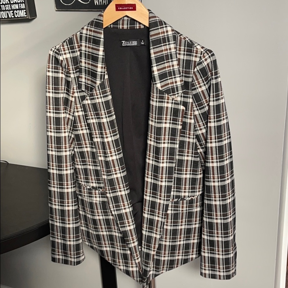 Plaid, knit jacket
